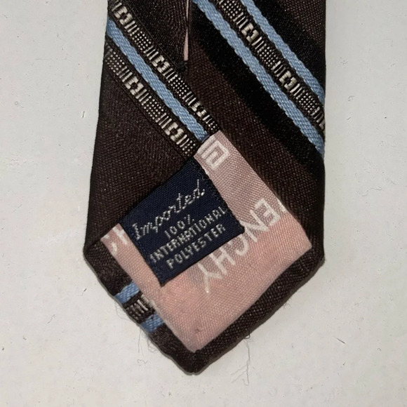 Givenchy Brown and Blue Striped Neck Tie - Picture 7 of 8